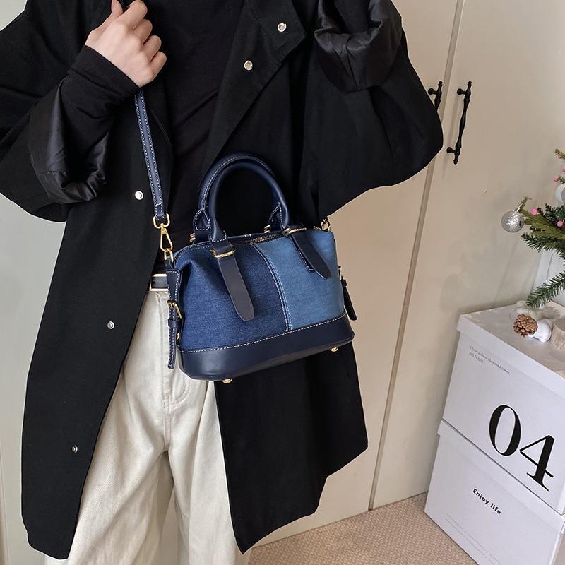Denim Bag Women's New Popular Casual Versatile Hand Bag Contrasting Color Fashion Shoulder Messenger Bag