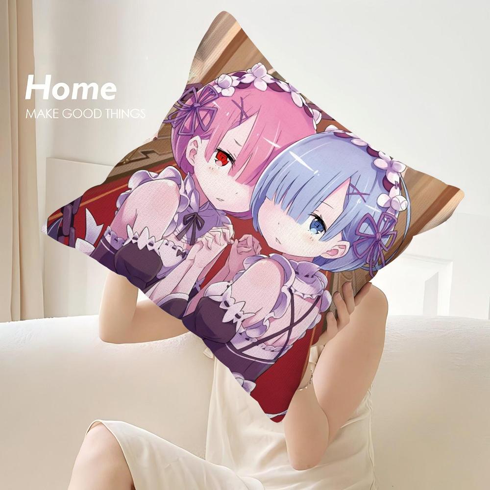 Re zero R-Rem Pillow Case Sofa Decorative Home Double-sided Print Plush Square Throw Pillow Covers Cushion Decor Cover