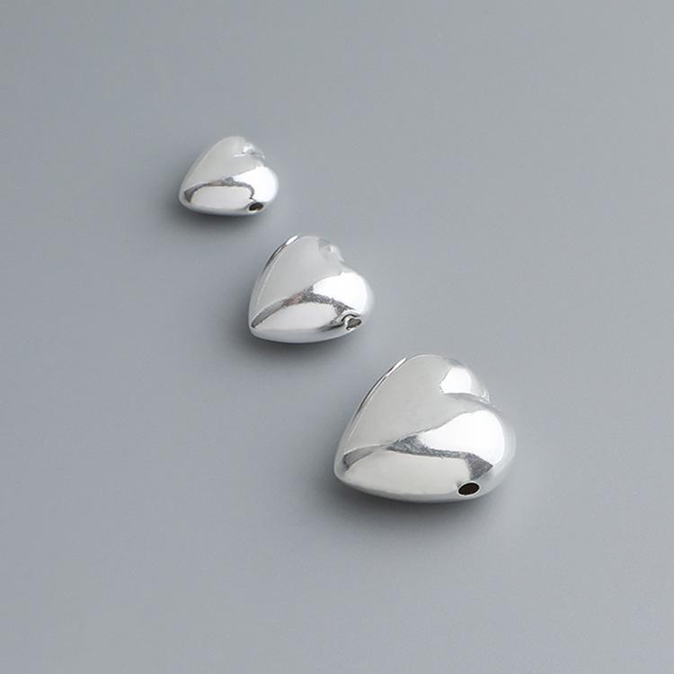 S925 Sterling Silver Heart Spacer Beads for DIY Bracelets & Necklaces