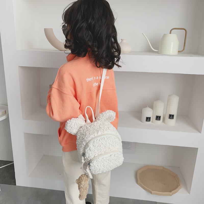

New Lamb Plush Children s Backpack Kindergarten Boys and Girls Student School Bag Baby Cartoon Small Backpack 19*13*19