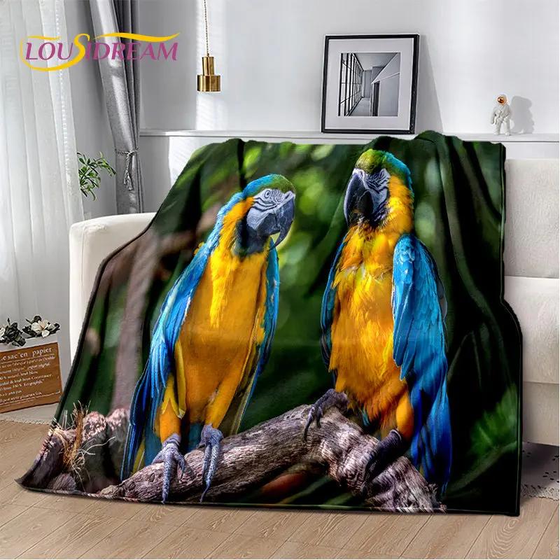 Macaws Colorful Birds Parrot Soft Plush Blanket,Flannel Blanket Throw Blanket for Living Room Bedroom Bed Sofa Picnic Cover Kids