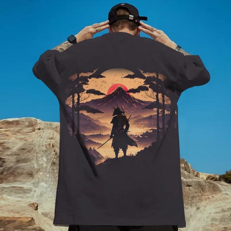 3D Japanese Samurai Demon Mask Print T-Shirts For Men Summer Casual Street Trend Top Loose Oversized Short Sleeve O-Neck T Shirt