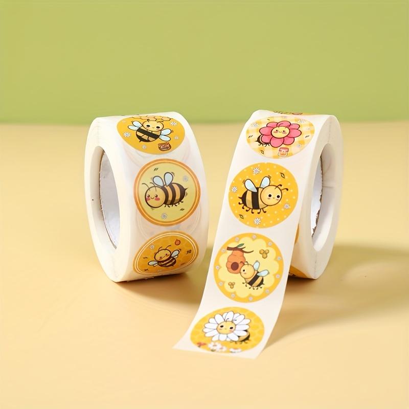 500pcs Wood Pattern Bee Stickers Self-Adhesive Plaid Bee-Shaped Seals Wood Surfaces Single Use Matte Finish Decorative Stickers