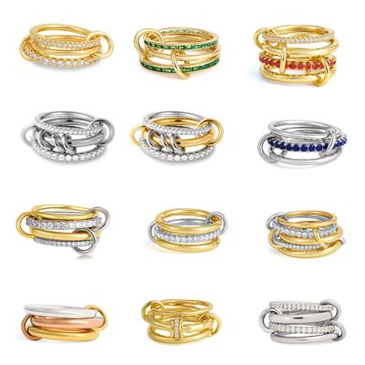 Gotische Meervoudige Metalen Tweekleurige Stapelringen voor Vrouwen PVD Waterdicht Roestvrij Staal CZ Zirconium Vingerring Designer Sieraden