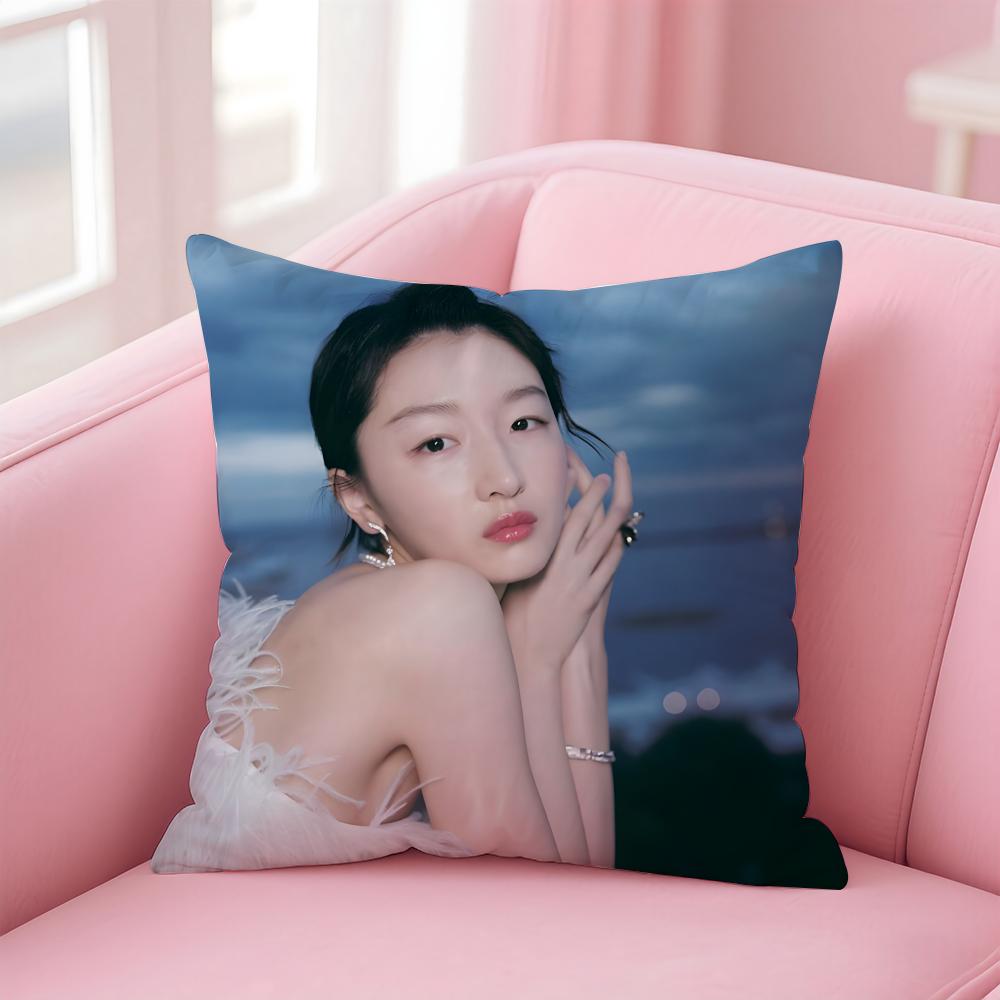 

Fashion elegant Chinese actress ZZhou Dongyu Cushion Cover Pillowcase Short Plush Invisible zipper Room Sofa Cushion Cover 30X30cm