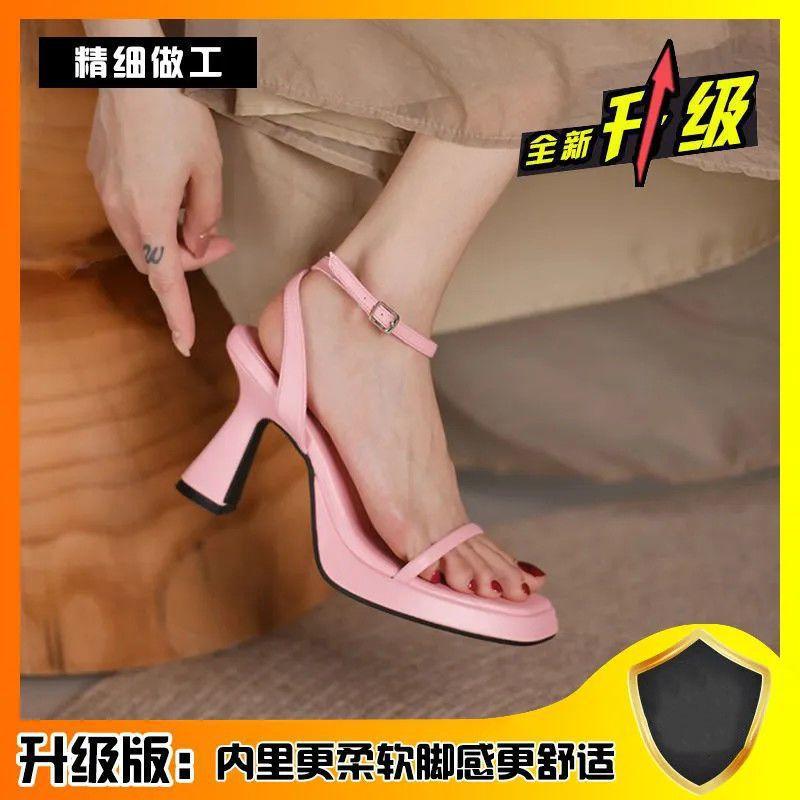 

Сандалии для девочек лето 2025 новый стиль феи толстый каблук с дизайнерским смыслом ниша квадратная головка женский высокий каблук 40