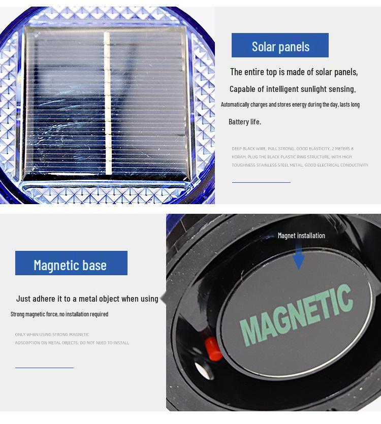Magnetic Mount LED Solar Strobe Light for Car Roof & Traffic Barriers