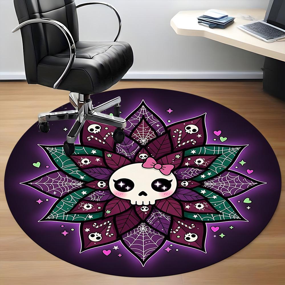 1pc Gothic Mandala Office Round Rug, Non-slip, Soft and Durable Office Rug for Interior Decoration, Perfect for Office,Decoration yy260204028