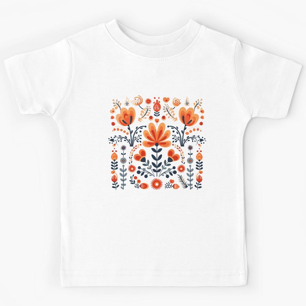 Flowers Floral Polish Folk Art Kids T-Shirt 140