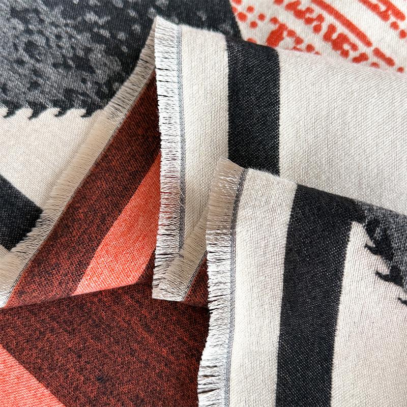 Geometric simplicity contrasting colors double-sided imitation cashmere scarf winter high-end warm shawl