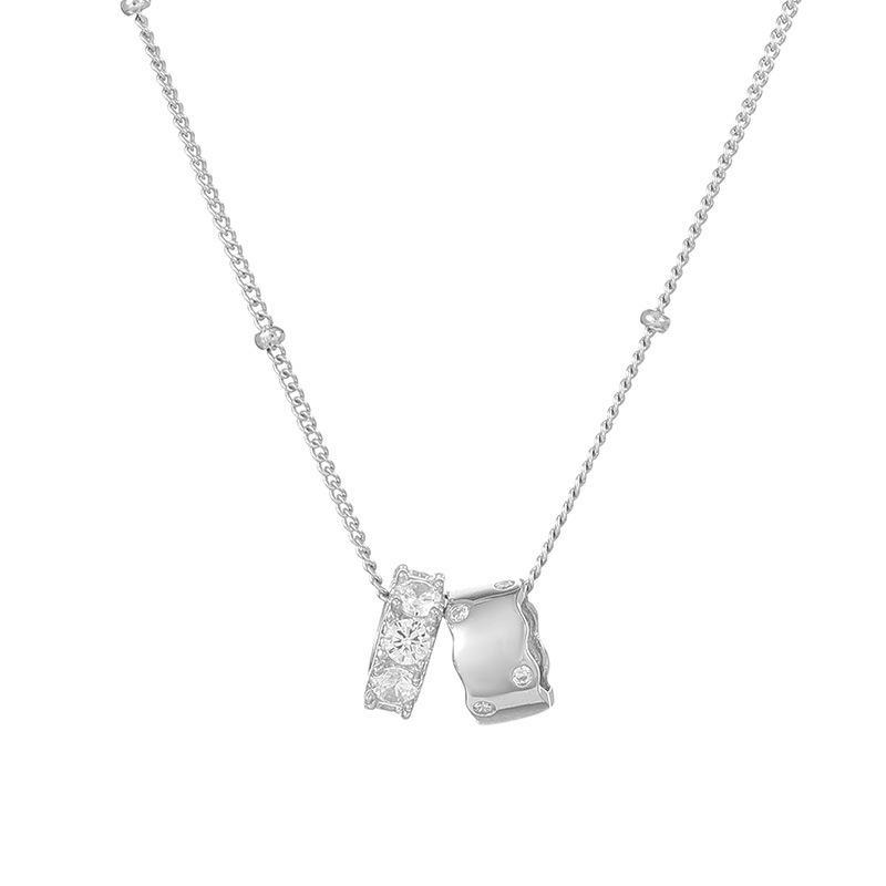Banyan Tree S925 Silver Double Circle Diamond Necklace - Women's Luxury Clavicle Chain.