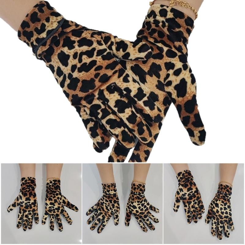Stilvolle Handschuhe mit Leopardenmuster Weiches Polyester für Männer und Frauen Winter Winddicht Mode Handbekleidung
