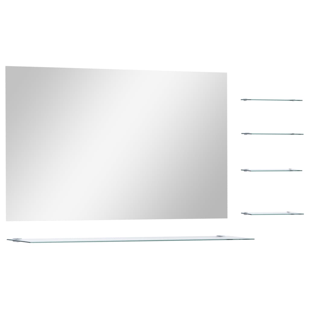 Wall Mirror with 5 Shelves Silver 100*60 cm