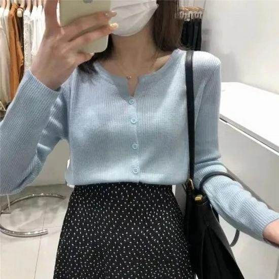 2024 Women's Lightweight Wool Knit Cardigan: Soft, Long Sleeve Sun Protection for Spring/Summer