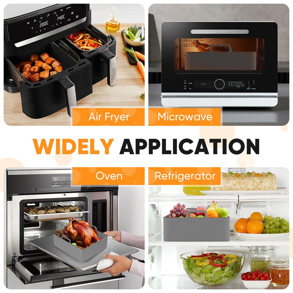 2pcs Set Silicone Air Fryer Mat AirFryer Baking Pan Mold Reusable Oven Baking Tray Pad Non-stick Basket Liners Pot Kitchen Tool