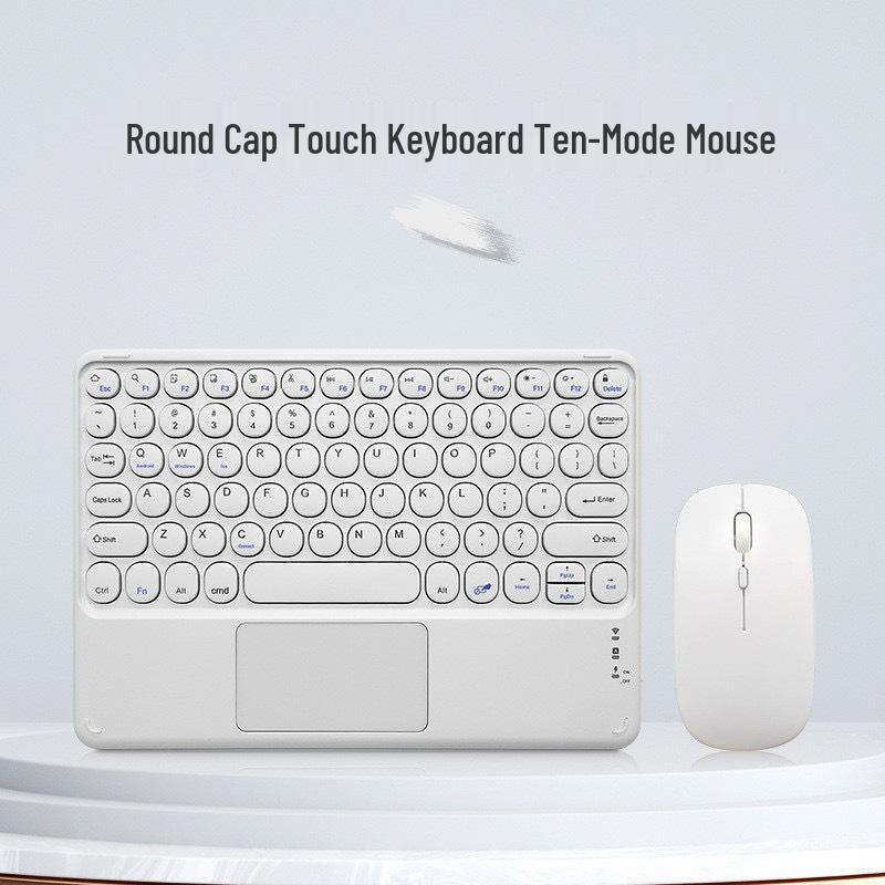 Compatible Bluetooth Keyboard with Magnetic Attachment for iPad, Huawei Phone, and Tablets - Round Key, Touch, and Wireless Charging Features