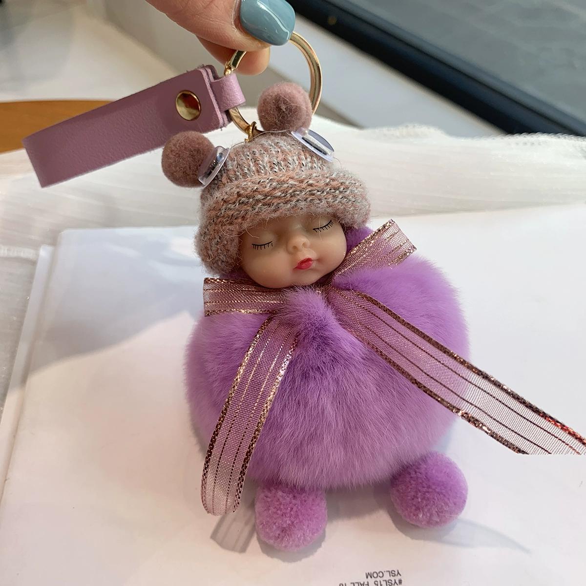 

Кукла для сна Брелок для ключей от машины Интернет-знаменитость Милый плюшевый кулон Кукла Брелок Пушистый шар Подвеска для сумки Леди светло-фиолетовый