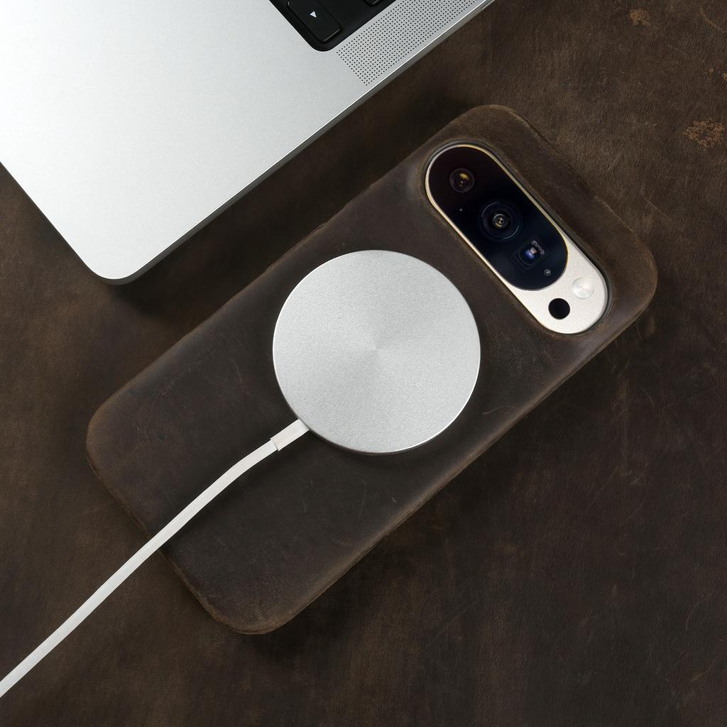 Crazy Horse Magnetische Echtleder Hülle für Google Pixel11 Pro XL 10 9 8 7 6 Rindsleder Schutzhülle für Magsafe Rückseiten Hüllen
