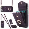 For iPhone 16e Case RFID Blocking Card Bag Leather+TPU Crossbody Phone Cover with Ring Kickstand