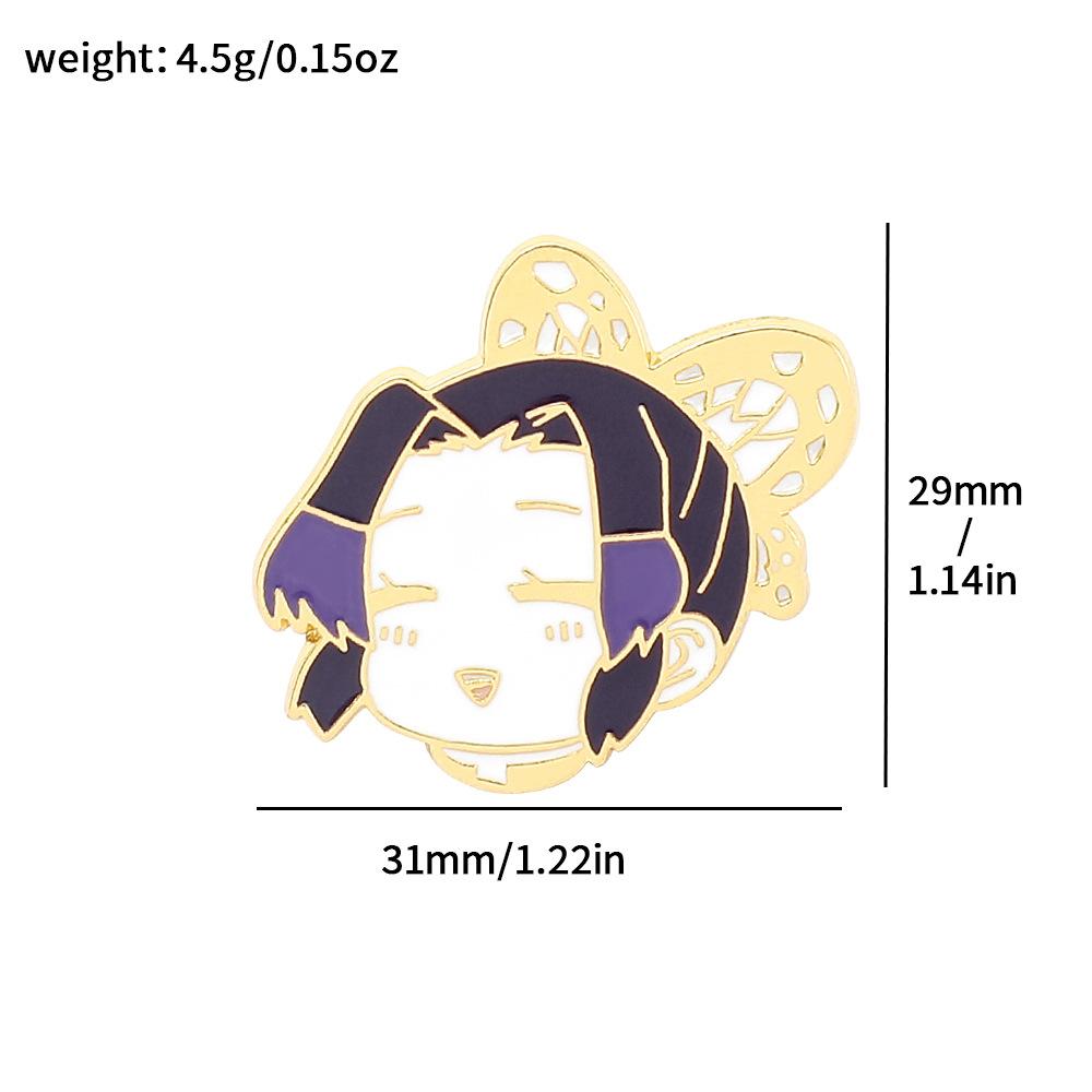 Ghost Annihilation Blade Q Edition Commemorative Metal Badge Anime Character Peripheral Butterfly Shinotan Jiro Brooch