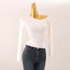 Foreign Trade Original Order Sexy off-Shoulder off-Neck Long Sleeve Knit Design Sense Niche Slim Fit Short Base Top
