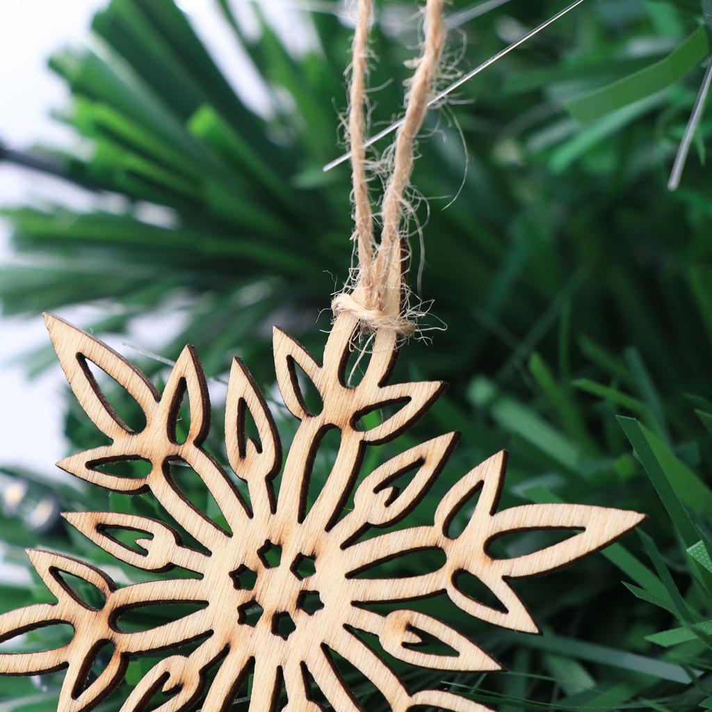 10Pcs Snowflake Decoration Rustic Wooden Christmas Embellishments Pendant for Hangers Tags Cardmaking Scrapbooking