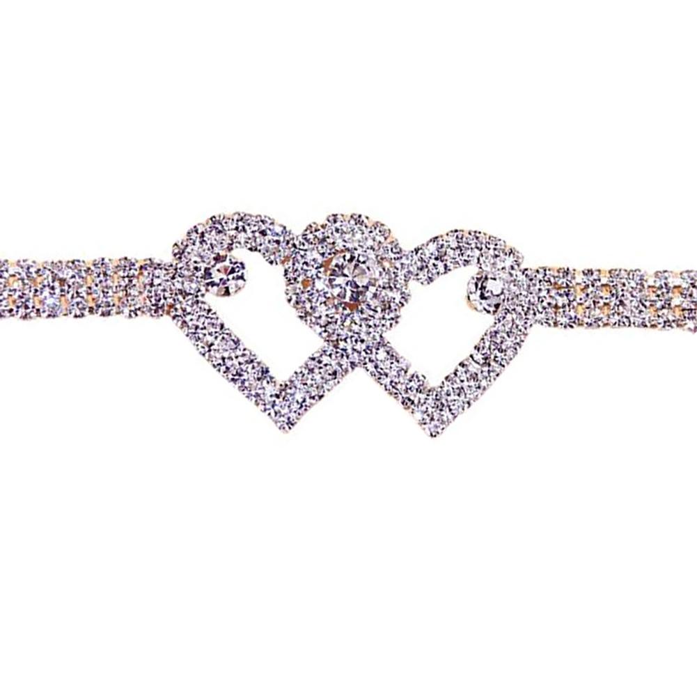 Women Luxury Double Heart Rhinestone Anklets Bracelet Fashion Beach Barefoot Foot Chain Jewelry Gifts For Girls