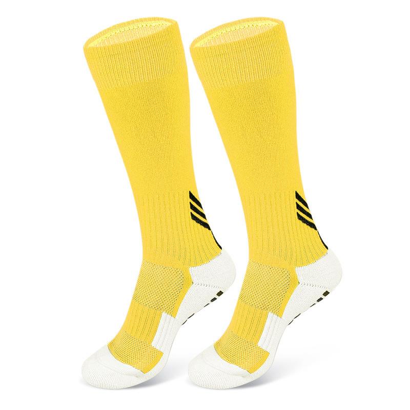 Sportliche lange Fußballsocken, rutschfeste Frotteesohle mit Klebstoffauftrag unten, verdickte Polsterung, Druck, Sport, schweißabsorbierend, hohe Socken