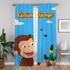 Curious George Shades Curtains for Living Room Curtain for Room 2 Panel Home Interior Curtains Partition Halloween Decoration