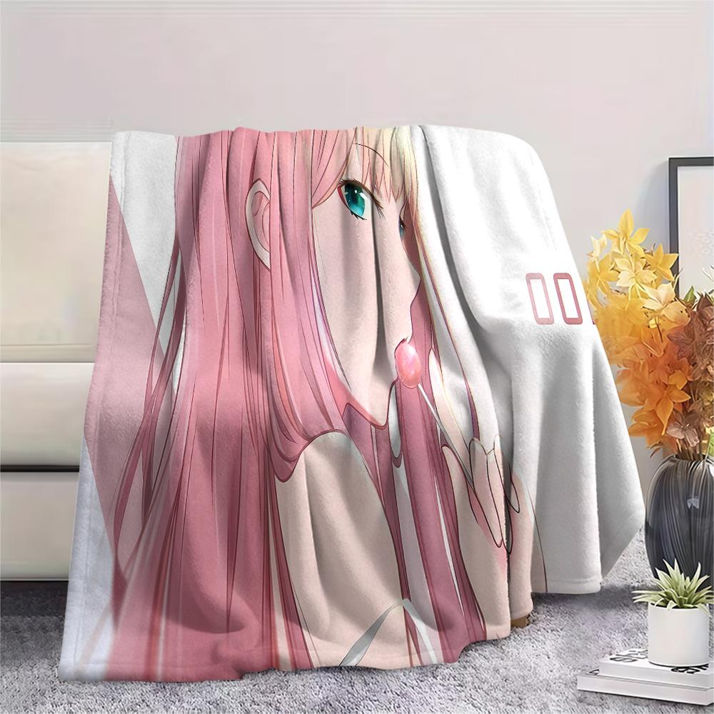 1PC DARLING In the FRANXX Zero Two Print Flannel Blanket, High Quality All Seasons, Home Decor, Warmth and Comfort, Perfect for Christmas Gifts
