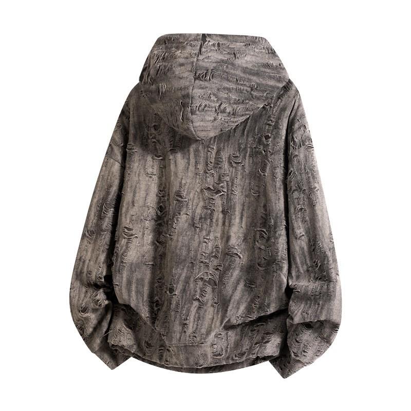 Vintage Tie Dye Hooded Sweatshirt Men Loose Fit Casual Streetwear