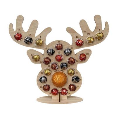 Christmas Advent Countdown Calendar Wooden Xmas Tree Deer Head Shaped Stand Chocolate Candy Display