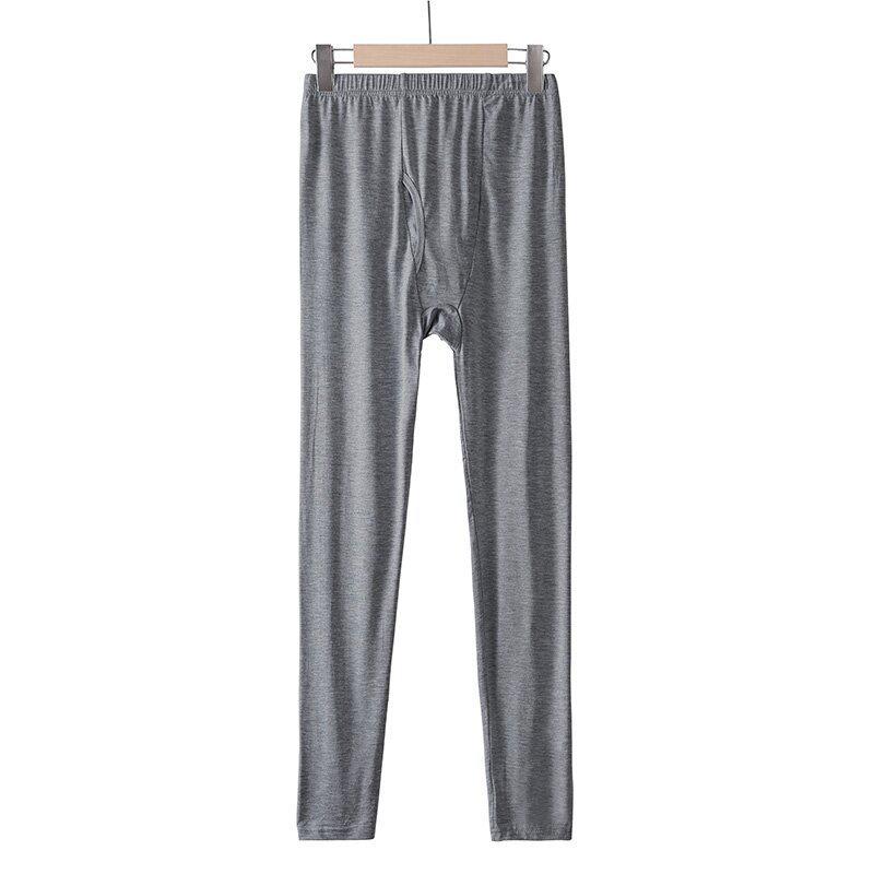 Men's Modal Autumn Thin Pants - Plus Size, Nine-Point, Warm Base Layer for Middle-Aged/Elderly