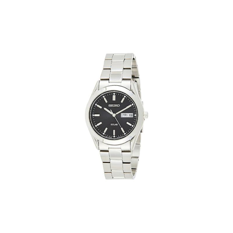 

SEIKO 30 meters waterproof solar Quartz Steel Strap women s watch black dial SNE039P1 чорний