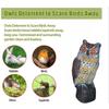 Owl Garden Statue Solar Light Induction Eyes Owl Sculpture Making Sound Figurines Indoor Outdoor Home Office Halloween Decoration Animal Ornament