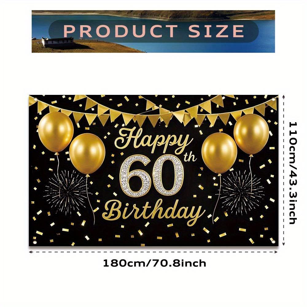 Elegant Black and Gold 60th Birthday Banner - Sparkling Anniversary Party & Photo Booth Decoration, wsj
