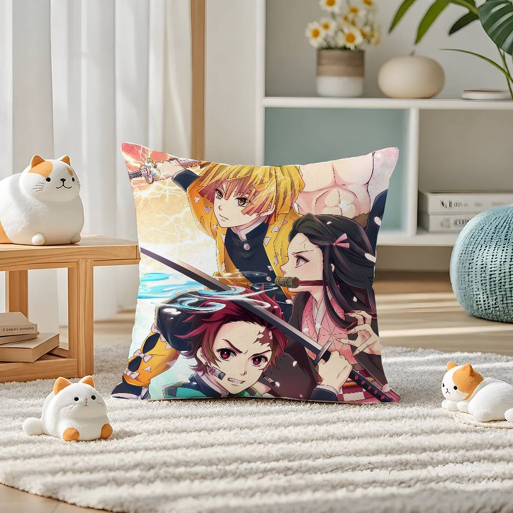 Demon Slayer Shinazugawa Sanemi Anime Plush Pillow Cover Soft Short Plush Cushion Cover For Sofa Bedroom Home Decor Gift