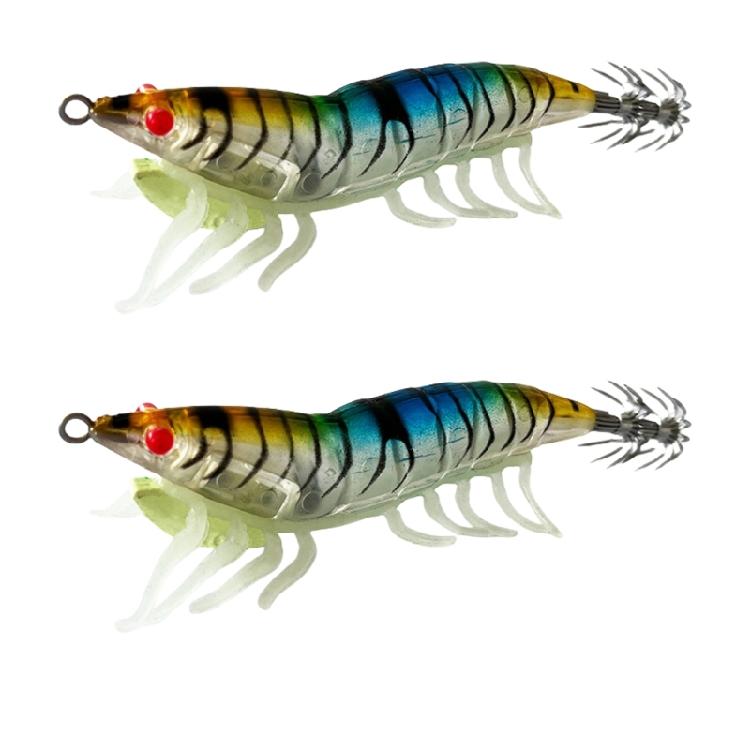 1 Pair Lures Baits Squid Jig with Rings Bead Fishing Lures Glow Jig Hook Artificial Baits Squid Jig Cuttlefish Hook