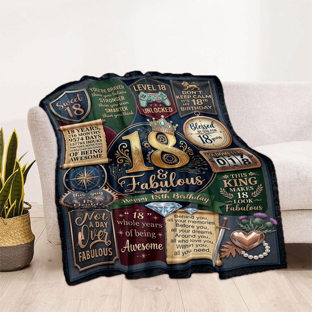 Süße 18. Geburtstags-Flaneldecke - Weich und geeignet für Sofas, Betten, Büros, Reisen, alle Jahreszeiten, tolles Geschenk für Feiertage und Geburtstage.
