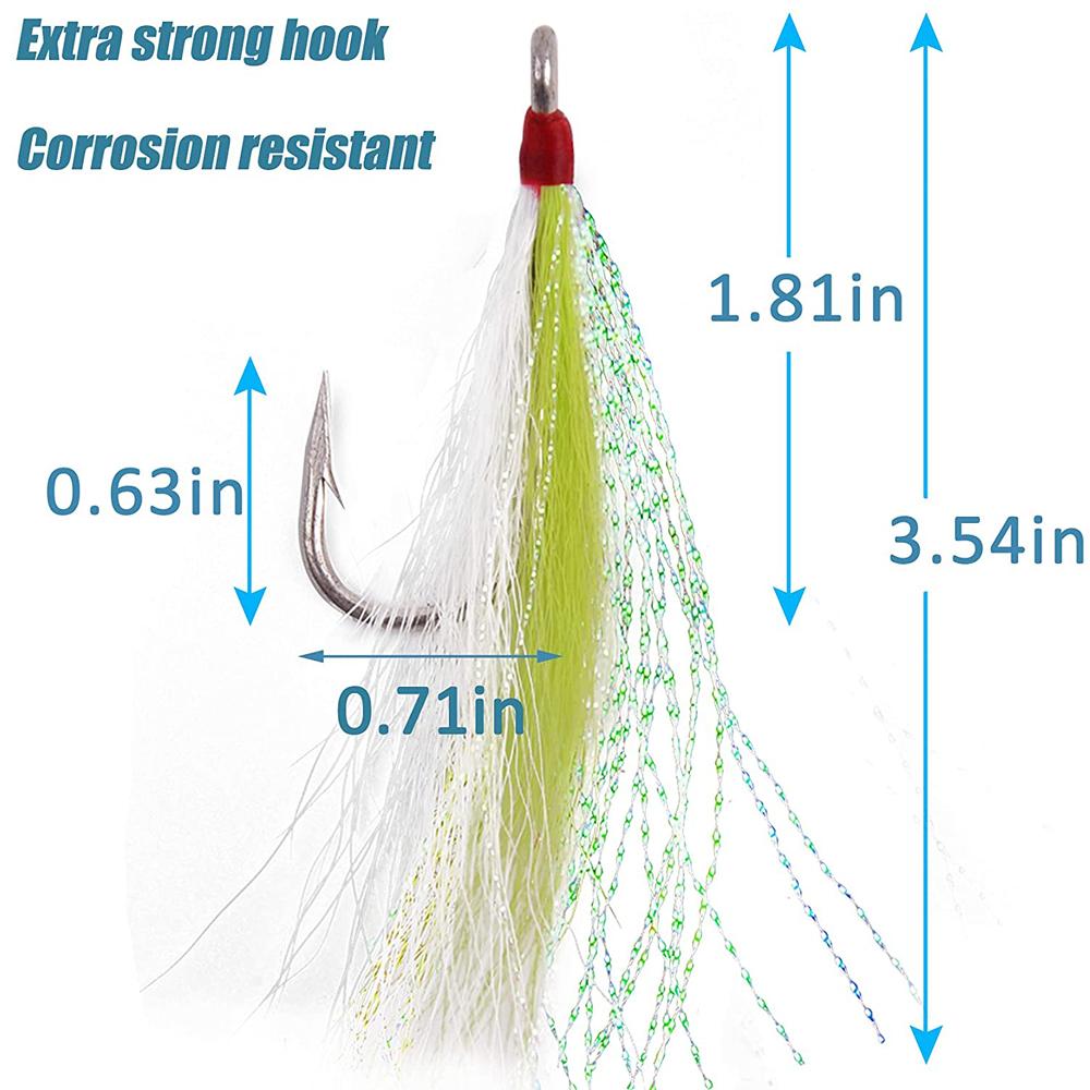8Pcs/4Pcs Bucktail Teasers Fishing Hook Saltwater Fishing Lures Rig Stainless Steel Fishing Jig Hooks For Catfish Bass