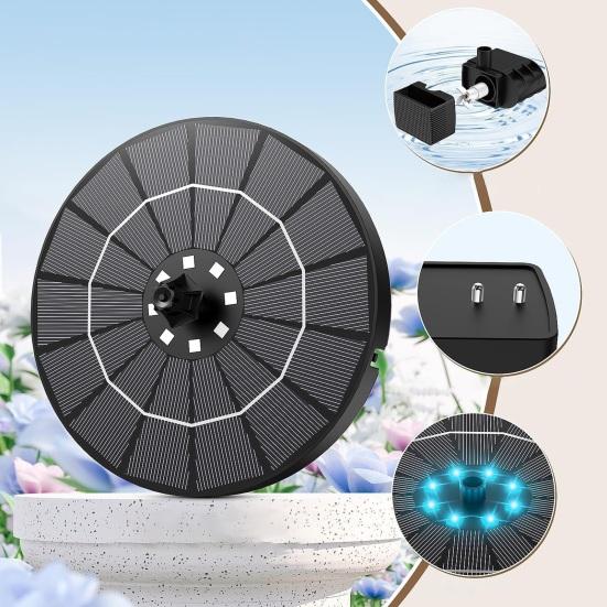 1 Set 3.5W Solar Fountain Solar Powered Bird Bath Fountain Decorative Solar Fountain with Colorful LED Lights for Garden Decor Pool Pond Use