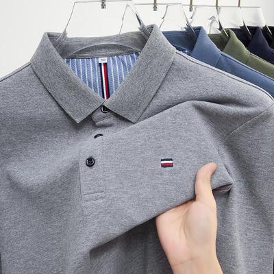 Polo da uomo a maniche lunghe di fascia alta business casual top primavera e autunno t-shirt da uomo sottile ricamata traspirante top