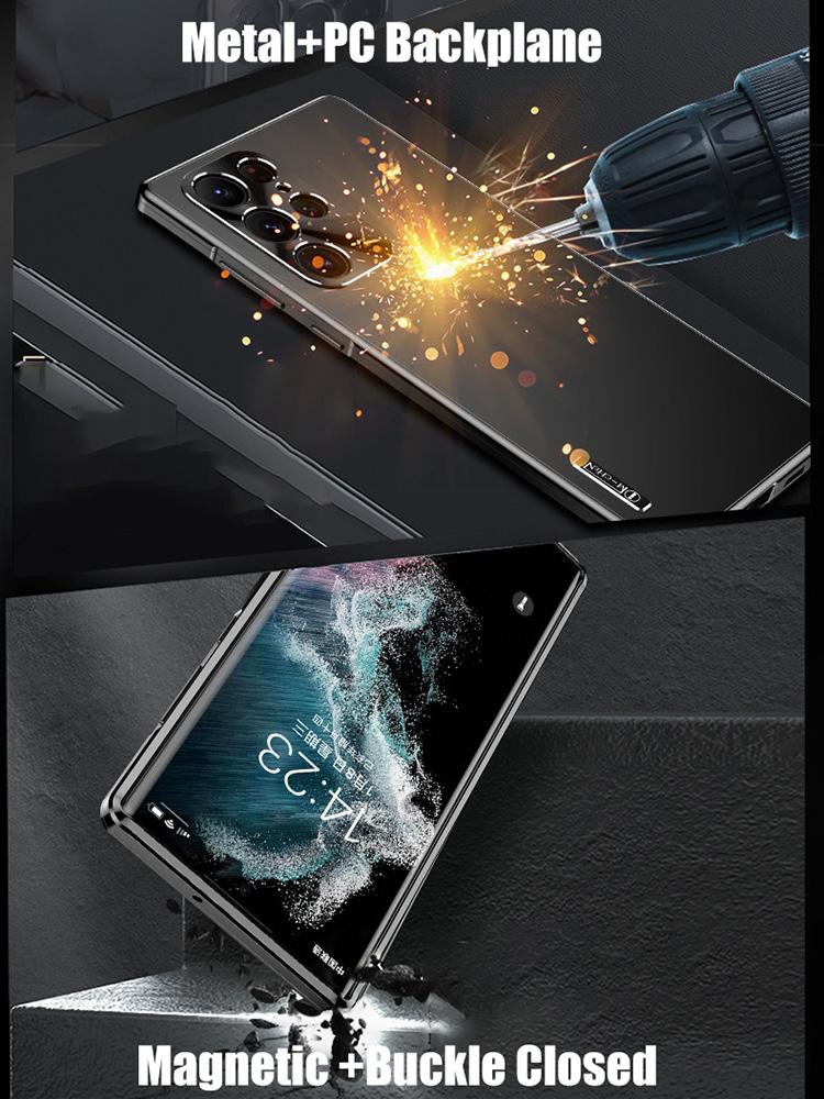 Fashion Magnetic Close Aluminum Metal Case For Samsung Galaxy S25 S24 S23 S22 S21 Ultra Strong Drop Proof Cover