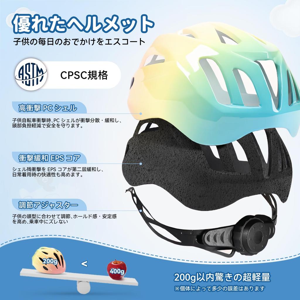 Comfynest Bicycle CPSC Lightweight Washable for Elementary School Junior High School Boys and Sizes Children's Helmet, Certified, (200g),