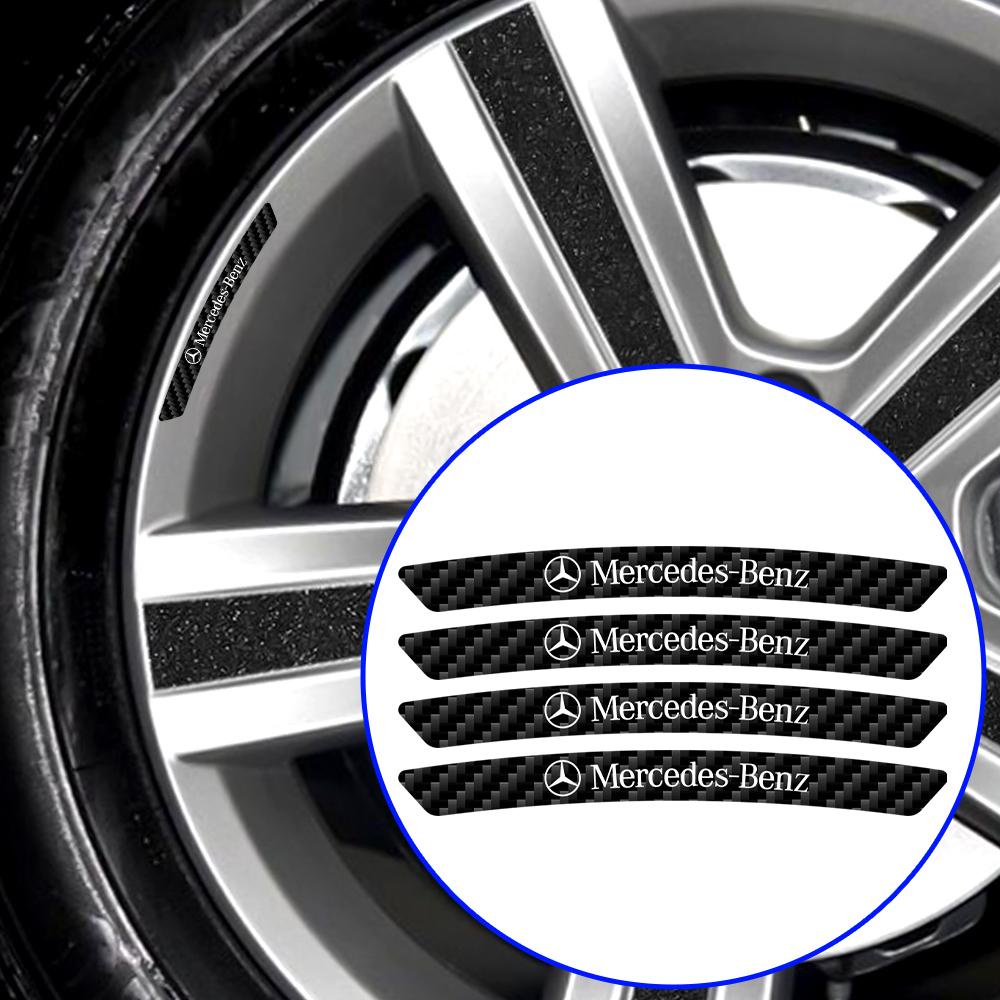 Car Wheel Hub Emblem Stickers Rims Curved Decals For Mercedes Benz AMG W124 W202 W203 W204 W210 W211 W212 W220 JM2