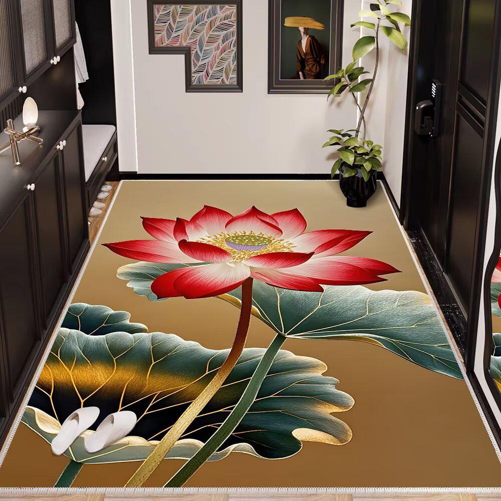 Lotus Flower Waterproof Anti-Slip Entry Mat - Crystal Velvet Hallway Runner