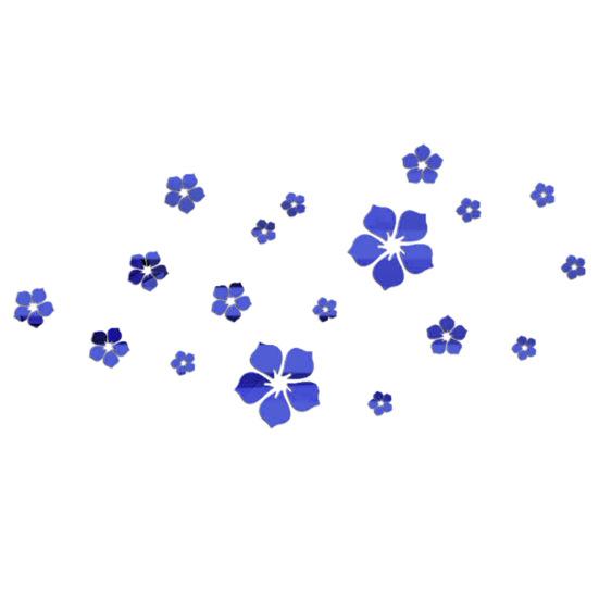 

18 шт./комплект настінних наклейок, знімні красиві стійкі декоративні клейкі 3D-квіти, дзеркальні наклейки, прикраса дому синій