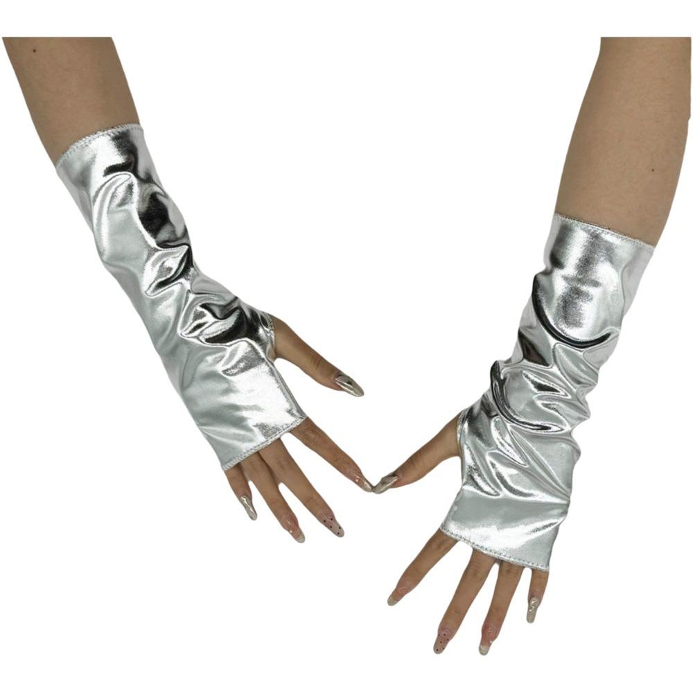 Solid Color Fingerless Mittens Imitation Leather Rock Gloves Punk Style Short Gloves  Friend Gift