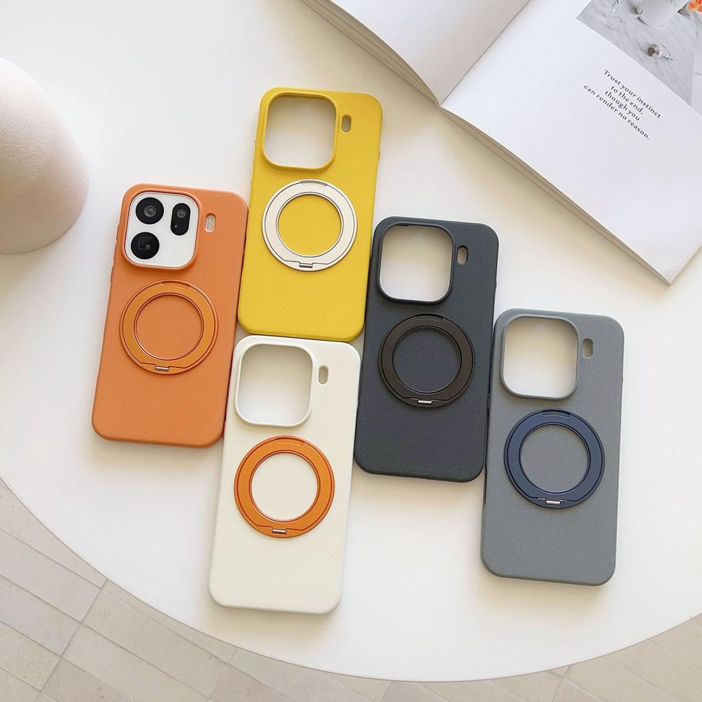 Applicable to OPPOFindX9ultra skin-sensitive rock sand mobile phone case X9Pro magnetic suction rotating bracket contrasting color protective cover
