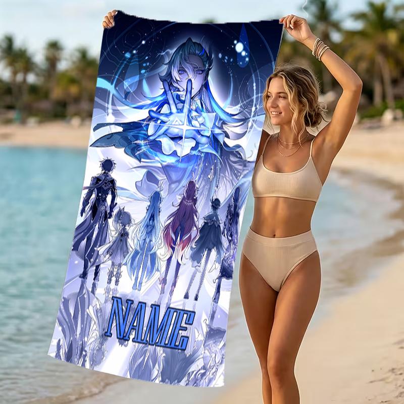 Customizable Personalized Beach Towels Genshin Impact Navelette Themed designs.Suitable for the Beach, Yoga, Sports;ideal As Beach Accessories